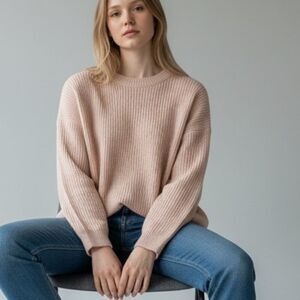 Bilan J Cotton Blush Rose Pink Sweater